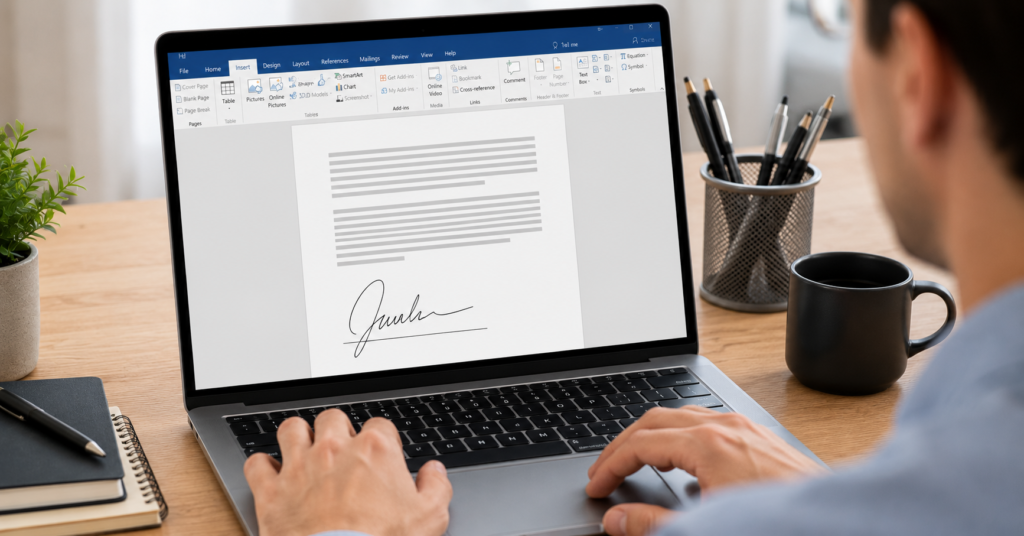 How to add signature in word